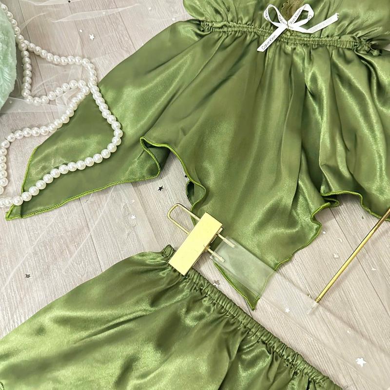 Product Introduction of Bộ ngủ 2 dây lụa phi có quai điều chỉnh phối ren gợi cảm, set đồ ngủ hai dây đuôi cá kèm mút mặc nhà quyến rũ Women Nữ Kem 11