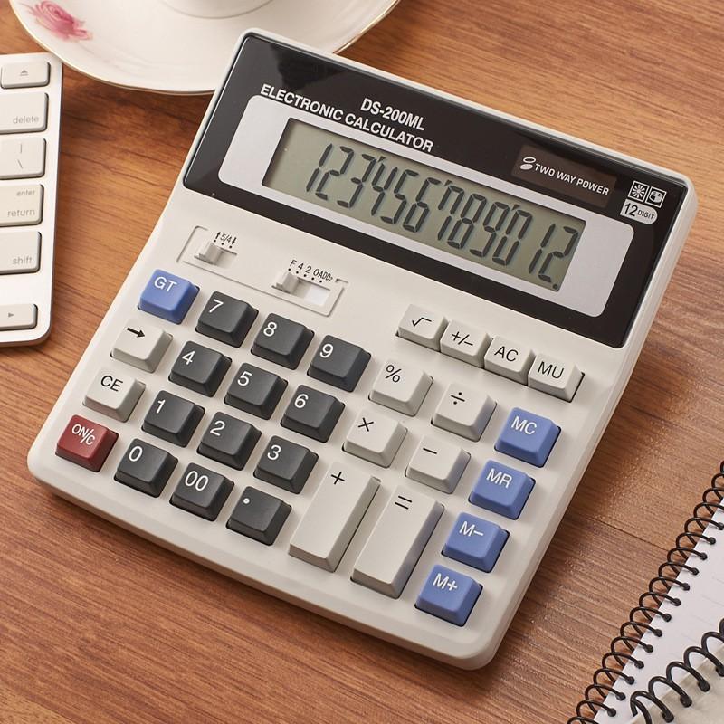 Office Computer Calculator with Large Buttons Keys DS-200ML Multifunction Battery-powered 12 Digits Big Display 2