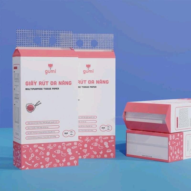 1 thùng 4 túi khăn giấy rút loại 360 tờ đa năng treo tường gumi tiện lợi Giấy Vệ Sinh