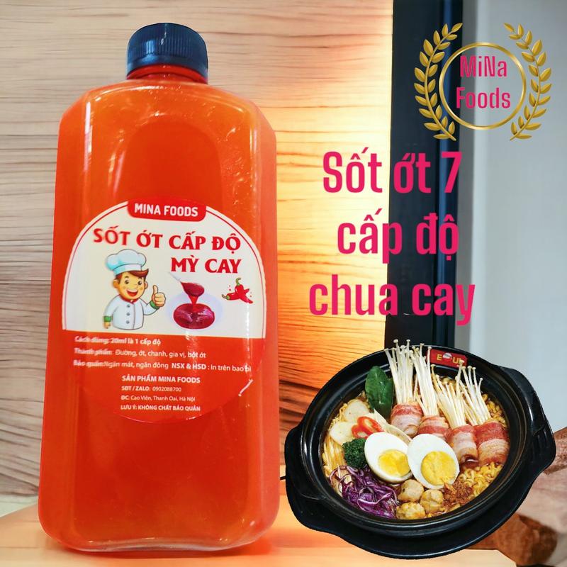 sốt ớt 7 cấp độ mì cay chai 500ml ( 1 thìa phở là 1 cấp độ ) Gia Vị Chua Nước Sốt miến ăn gói