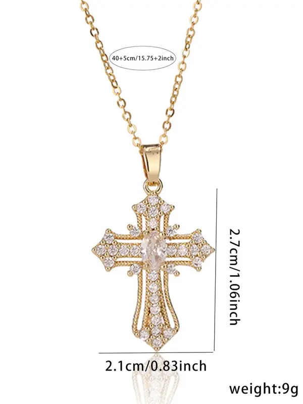 Rhinestone Cross Pendant Necklace for Women for Gift, Clavicle Chain Necklace, Fashion All-match Jewelry Accessory, Jewlery 8