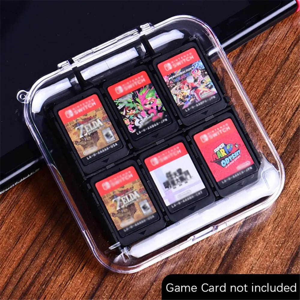 Anti-lost Rope Clear Box Storage 12 Game Cartridges Game Card Case Holder For Nintendo Switch