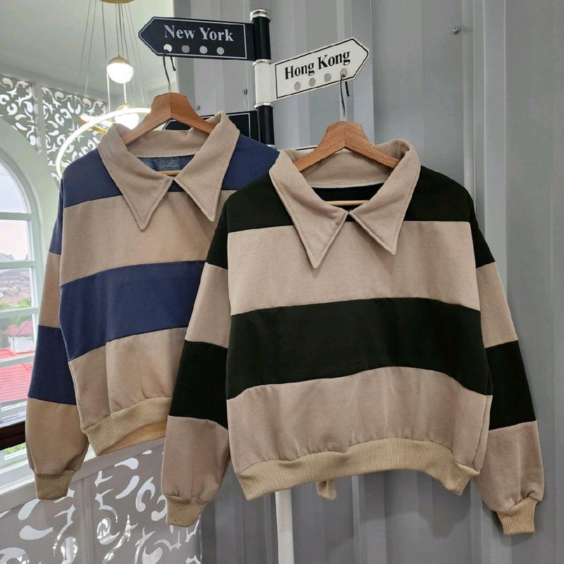 SWEATER KERAH BELANG WANITA OVERSIZE - SWEATER COLLAR KOREAN STYLE- CREWNECK WANITA OVERSIZE 0