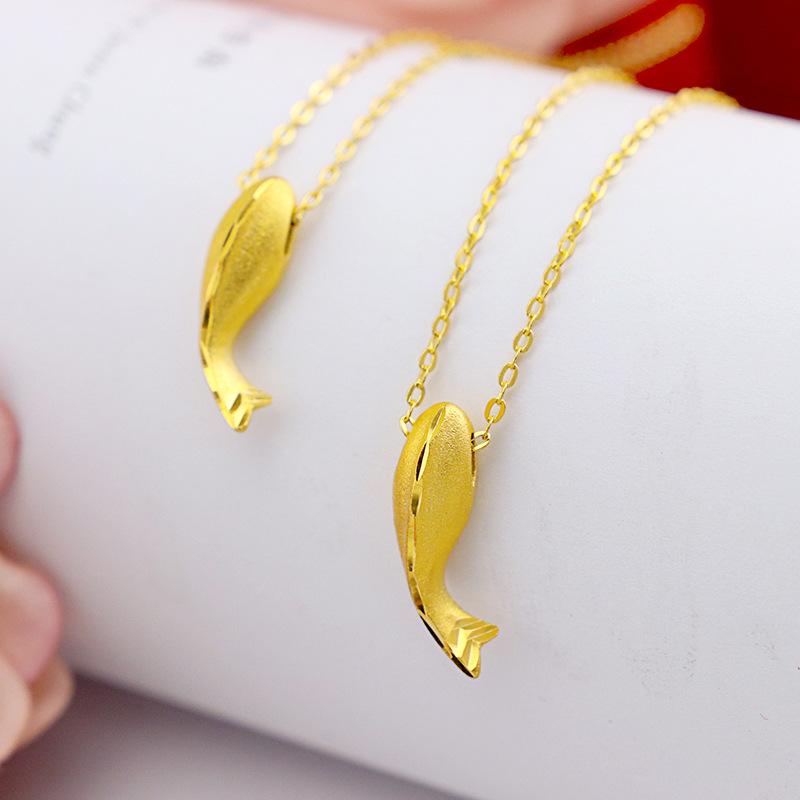 Korean and Japanese Fashion Style Imitation Gold Small Dolphin Necklace Clavicle Chain Wholesale Women's Gold-Plated Dolphin Small Fish Clavicle Necklace 4