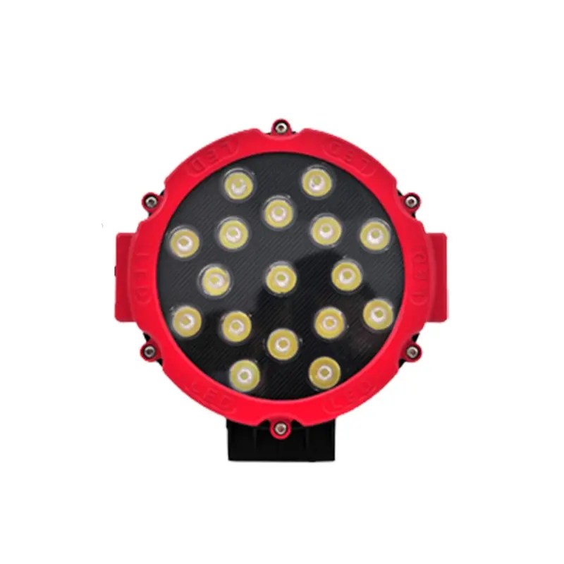 Lampu Tembak 12/24 volt Super Terang Truk Model Baru LED Sorot Tembak Worklight C-ree 17 Titik Mata 51 Watt  Mobil, Motor ,J-eep Hitam/Merah Car 7