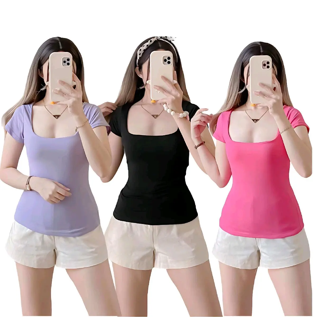 ALTHEA Square Neck Double Lining Full Length Top Womenswear Lady Comfort