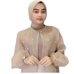 Outer Organza Premium/Baju Atasan Wanita/Baju Pesta Kondangan Balon Crop Muslim Panjang