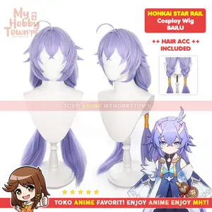 Wig Cosplay Anime Game Honkai Star Rail Bailu Rambut Palsu