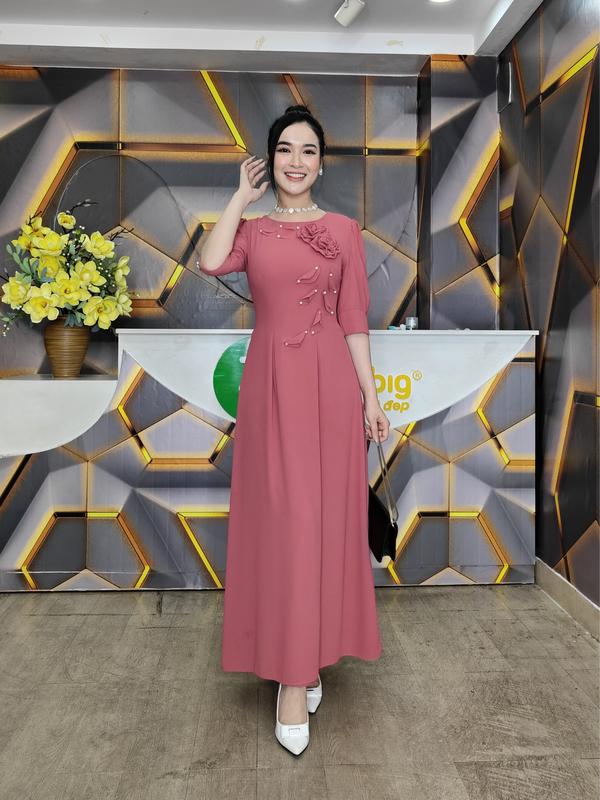 Đầm nữ trung niên - Thời trang Zonbig - Đầm giả áo dài vải Voan Chiffon đẹp mướt mịn mát- Y1429