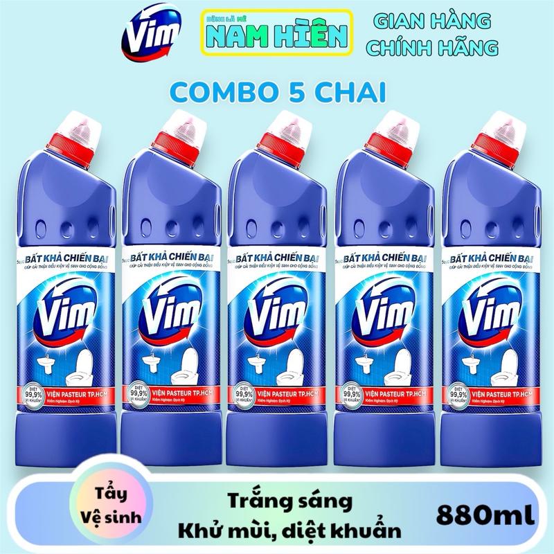 Combo 5 Chai Nước Tẩy Bồn Cầu Vim Diệt Khuẩn - Chai 880ml Làm Sạch