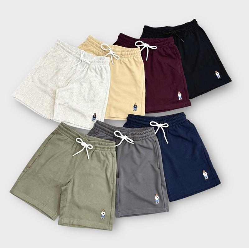 Quần Short Nam Nữ CEDRIC x STEVE BEAR Vải Nỉ Chân Cua Menswear Thun Unisex Đen/Trắng/Beige/Xanh Navy/Đỏ Tim