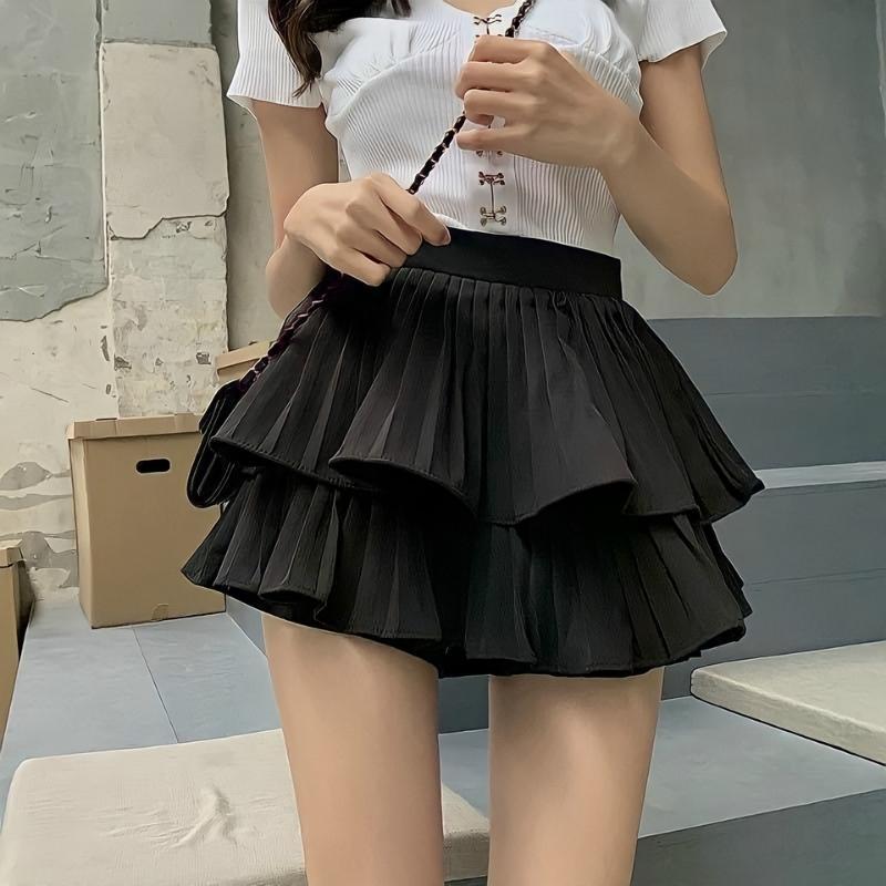 CHÂN VÁY XẾP LY XÒE  2 TẦNG DÁNG NGẮN CẠP CAO