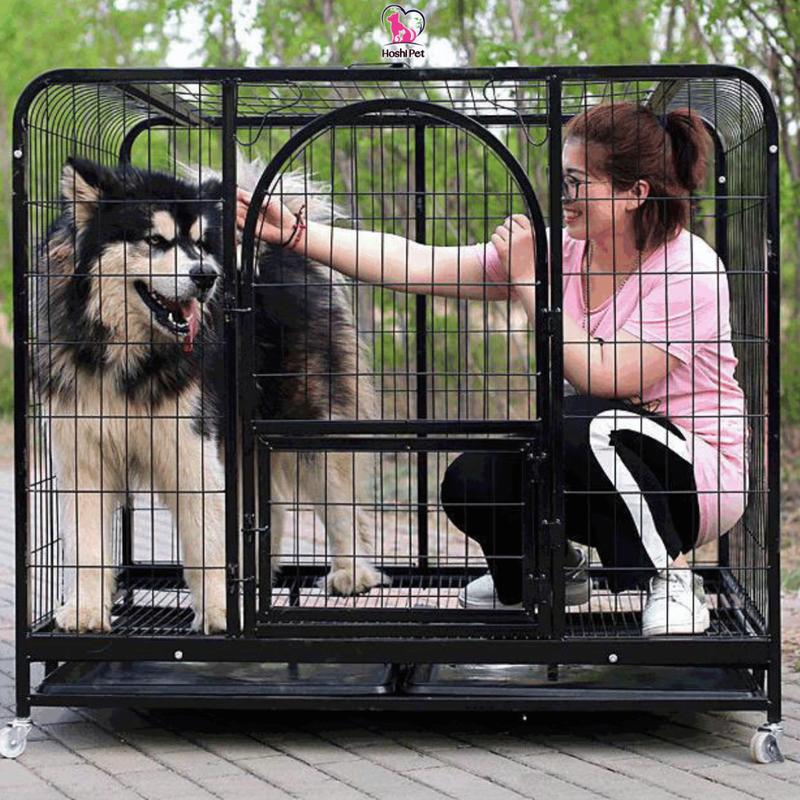 Hoshi Pet CN06 Chuồng Nuôi Nan Ống Cho Chó Mèo Lớn tới 40kg Sơn Tĩnh Điện Có Bánh Xe