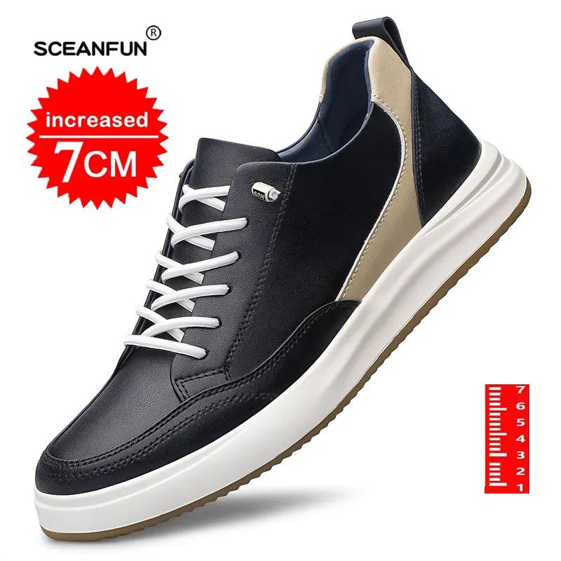 Giày Tăng Chiều Cao Vô Hình, Dành Cho Nam, Da Thật, Giày Thể Thao Đi Bộ Thường Ngày Chiều Cao 7cm, Sapato Nam, Thiết Kế Mùa Thu 4