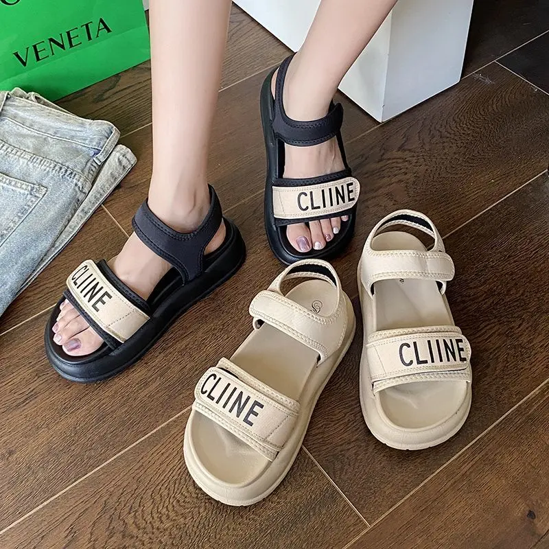 Dép Đế Dày, Tăng Chiều Cao, Dành Cho Nữ, Phong Cách Cổ Điển Pháp, Giày La Mã, Thích Hợp Cho Mùa Hè, Có Thể Mặc Với Váy, Siêu Phổ Biến, Năm 2025, Có Thể Mặc Ngoài Trời, HK 5