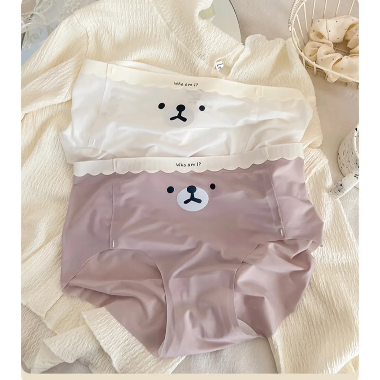 Set 5 Quần Lót Su Lạnh Mặt Gấu Không Đường May Cạp Vừa A23