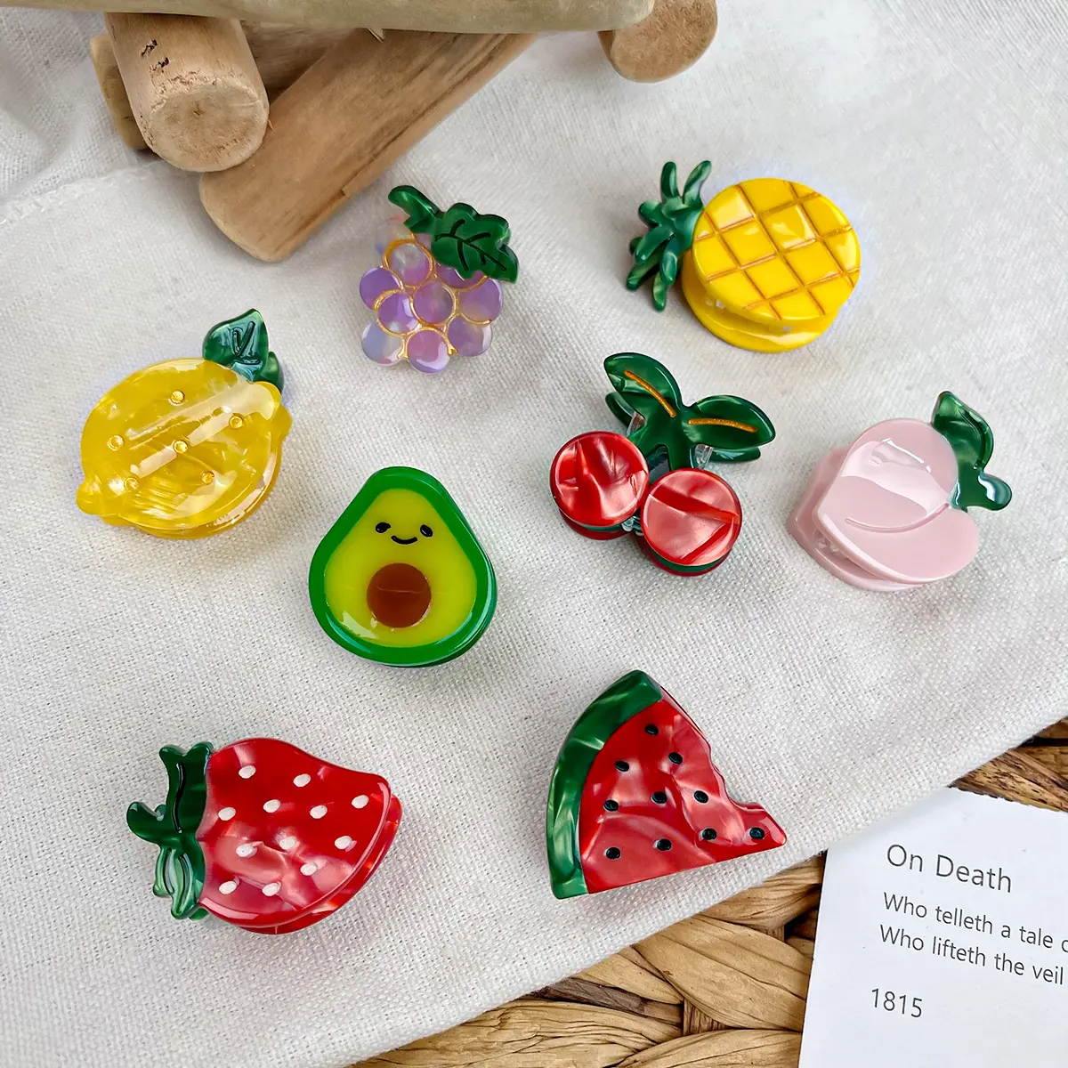 Clips Barret Cengkaman, Bahan Asetat, Rekaan Buah Comel, Klip Kepala, Perasaan Sisi, Sesuai untuk Rambut Dicincang Tinggi, Klip Poni, Aksesori Rambut, Sesuai untuk Hadiah Hari Jadi dan Kanak-kanak