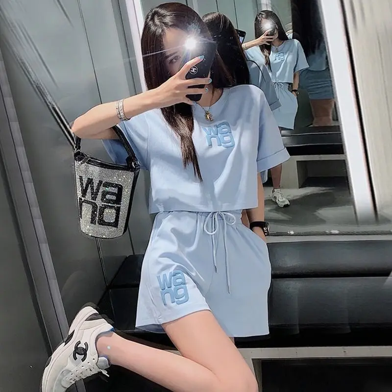 Bộ Đồ Thể Thao, Thời Trang, Dành Cho Nữ, Bộ Hai Mảnh, Áo Phông Ngắn Và Quần Đùi, Thích Hợp Cho Học Sinh Hợp Xu hướng Mùa Hè 2024 Women Top Polo