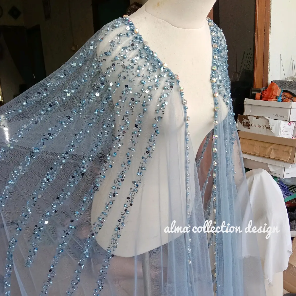 Hiasan Sayap gown/Hiasan pundak gown pengantin/selendang