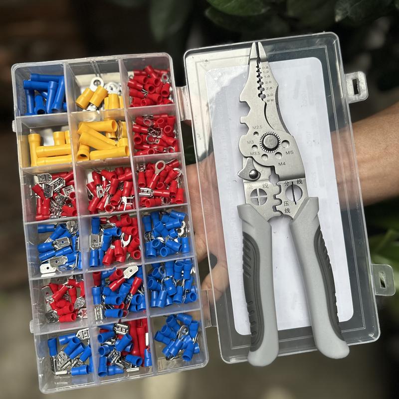Bộ kìm cắt tuốt dây bấm cos đa năng kèm hộp 300 đầu cos nhiều kích cỡ chuyên dụng đấu nối dây điện trong gia đình 2