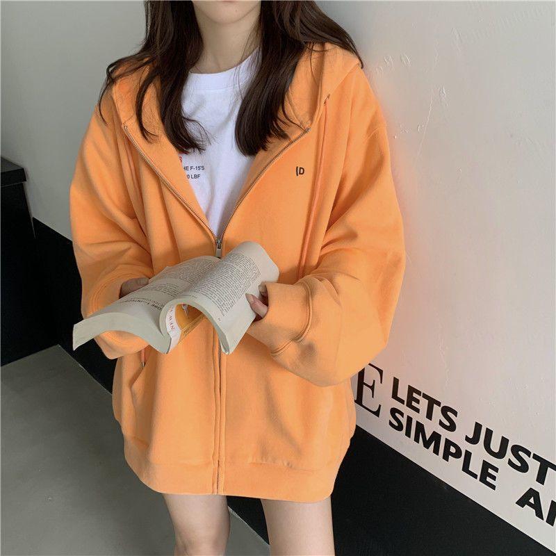 Product Introduction of Large Size Slimming Autumn and Winter Hoodie Coat Women's Ins Zipper Cardigan Fleece-Lined Thick Loose Sweater Women's Fashion 27