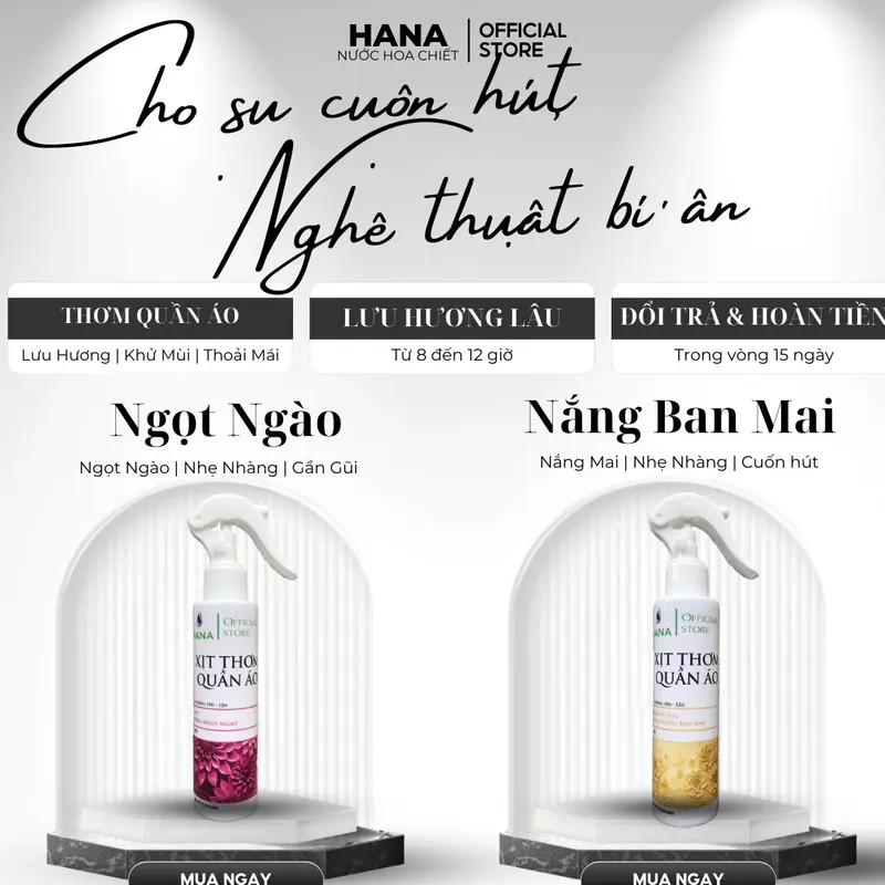 Compo 2 chai Xịt Thơm Quần Áo HANA Hương Ngọt Ngào Và Ban Mai 150Ml - Khử Mùi, Kháng Khuẩn, Thơm Lâu. 1