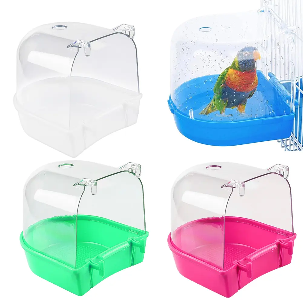 Hanging Parrot Shower Bird Bathtub Cube Parrots Bath Box Cage for Little Bird Canary Budgerigar Cockatiel Lovebird #436680