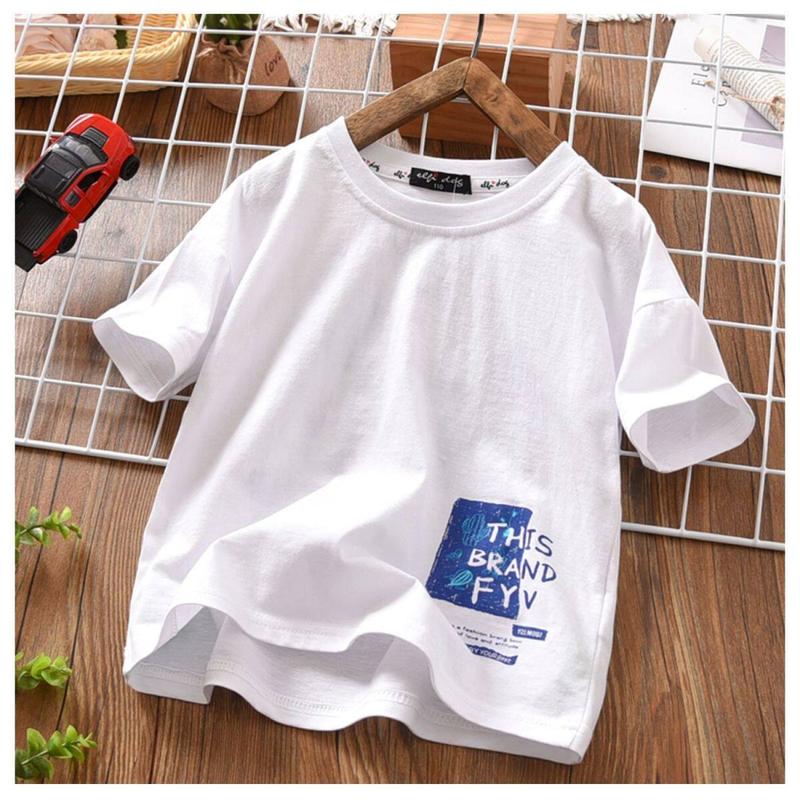 Product Introduction of Lanbao-10 kemeja-t kapas untuk kanak-kanak besar, pakaian lengan pendek longgar dengan cetakan, saiz sederhana dan besar, baju selesa untuk budak besar 12 11