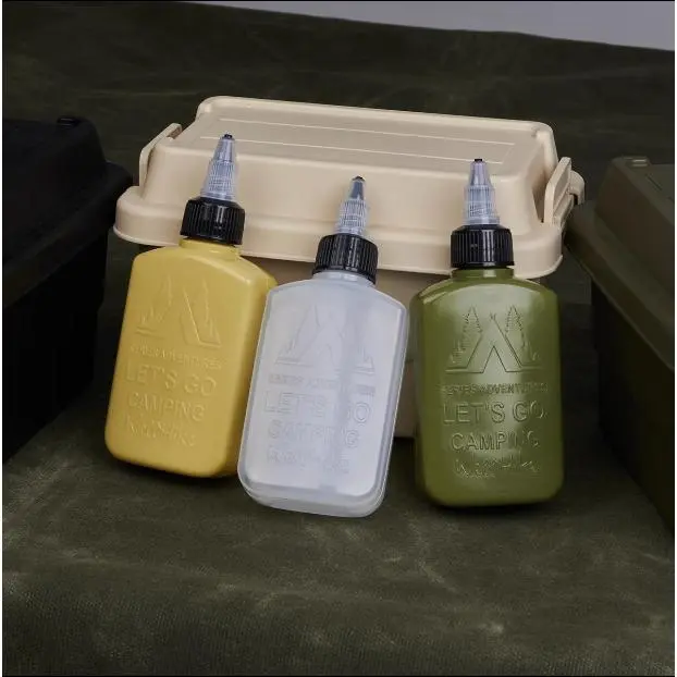 Outdoor Camping Picnic Barbecue Portable Sorting Small Oil Bottle Pot Vinegar Bottle Soy Sauce Bottle Press Seasoning Leak-Proof Seal