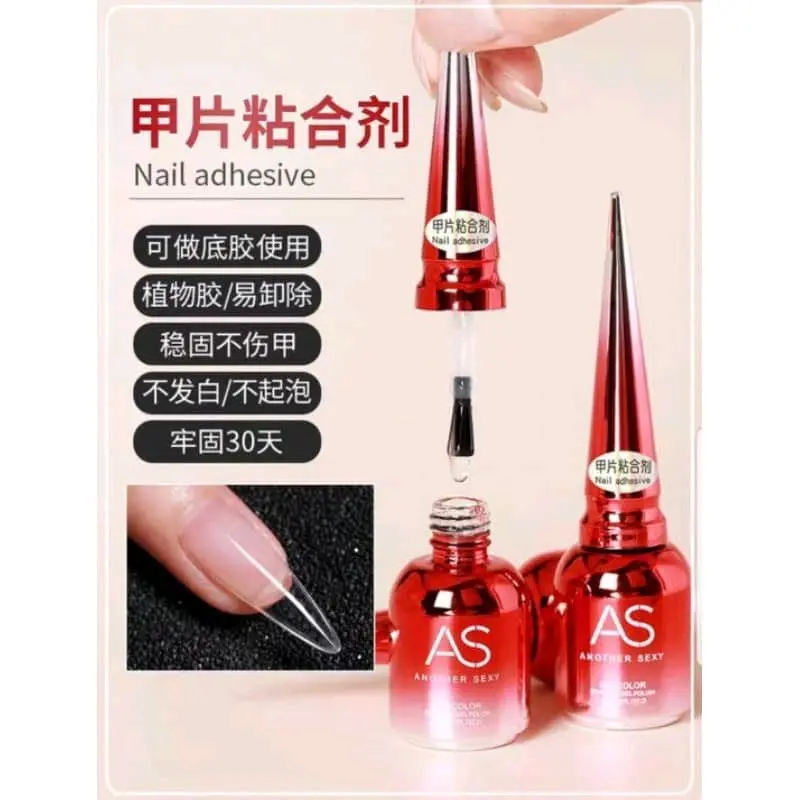 AS Nail Adhesive Transparant Gum 15ml/Nail Glue UV/Lem Kuku Palsu tahan lama