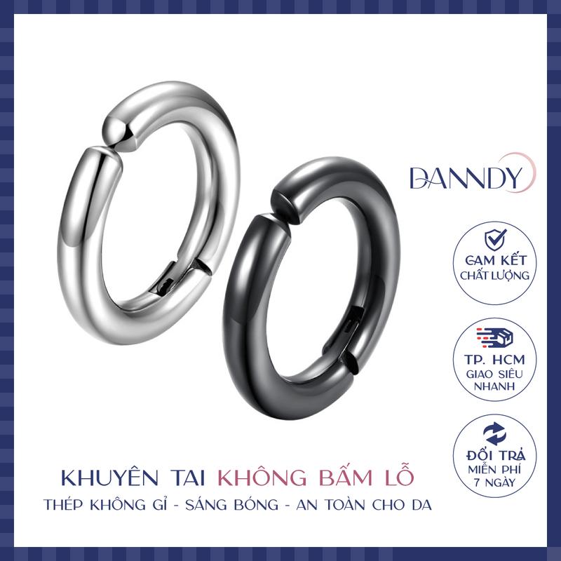 Khuyên tai không cần bấm lỗ. Khuyên tai kẹp không cần bấm lỗ nam nữ. Bông tai khoen tròn | Dandy