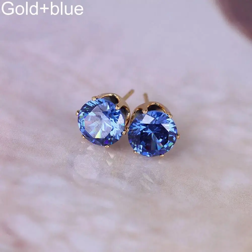 Anting giwang warna blue gold emas