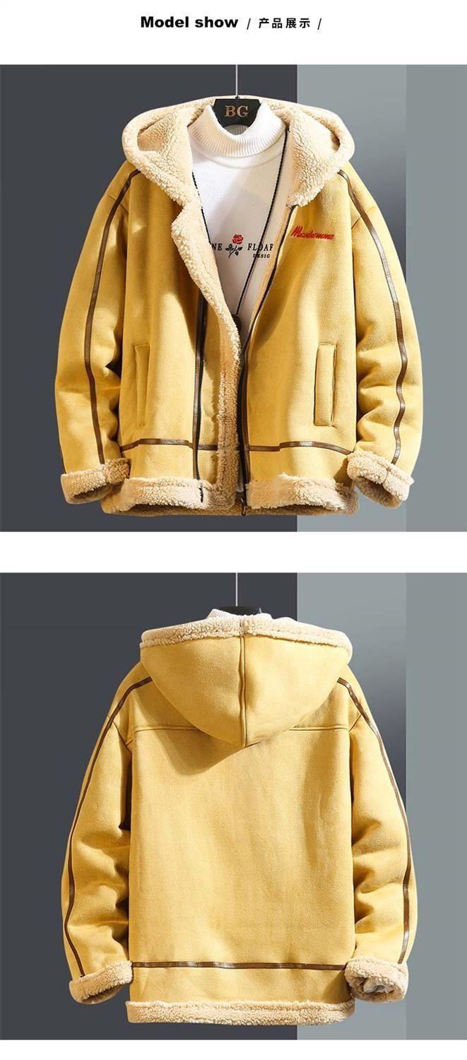 Product Introduction of Áo Khoác Lông Cừu Berber, Quần Áo Bảo Hộ Lao Động Nam, Lông Cừu, Áo Khoác Đi Xe Máy, Mùa Đông, Dày Dặn, Đệm Nhung, Quần Áo Bông, Áo Khoác Nam 25
