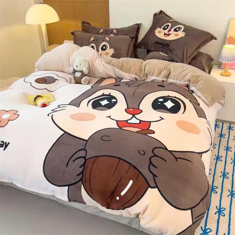 Nỉ nhung Disneyyy set vỏ chăn ga gối chăn chưa trần bông