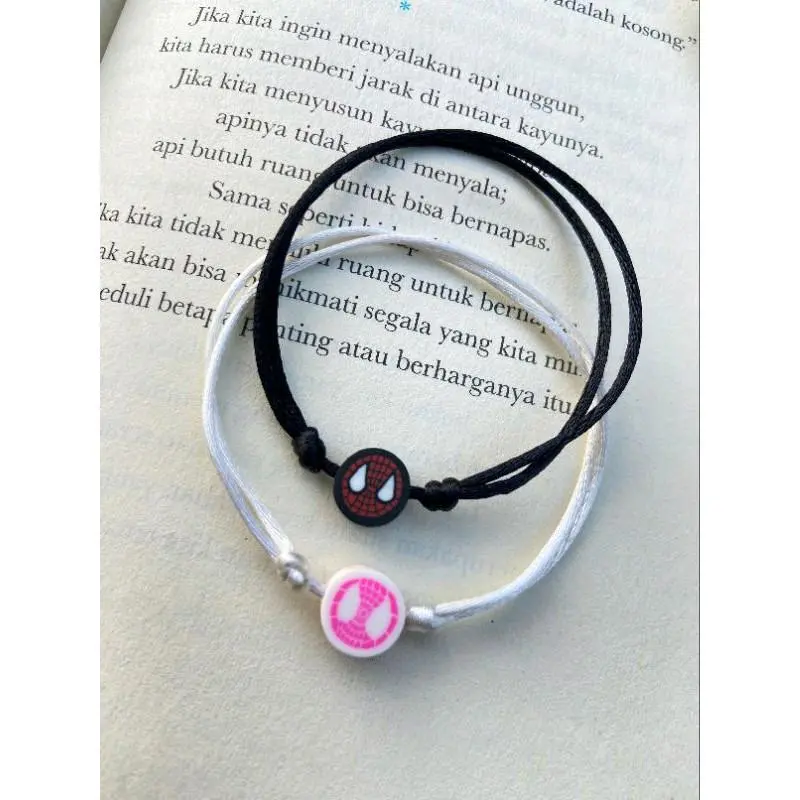 Sepasang Gelang Superhero Spiderman Miles Gwen waterproof Tali Korea minimalis Simpel