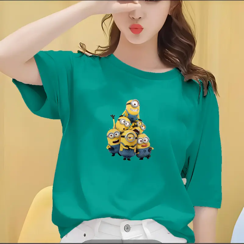 Kaos Oblong Wanita Lengan Pendek Motif Minion Grup 8