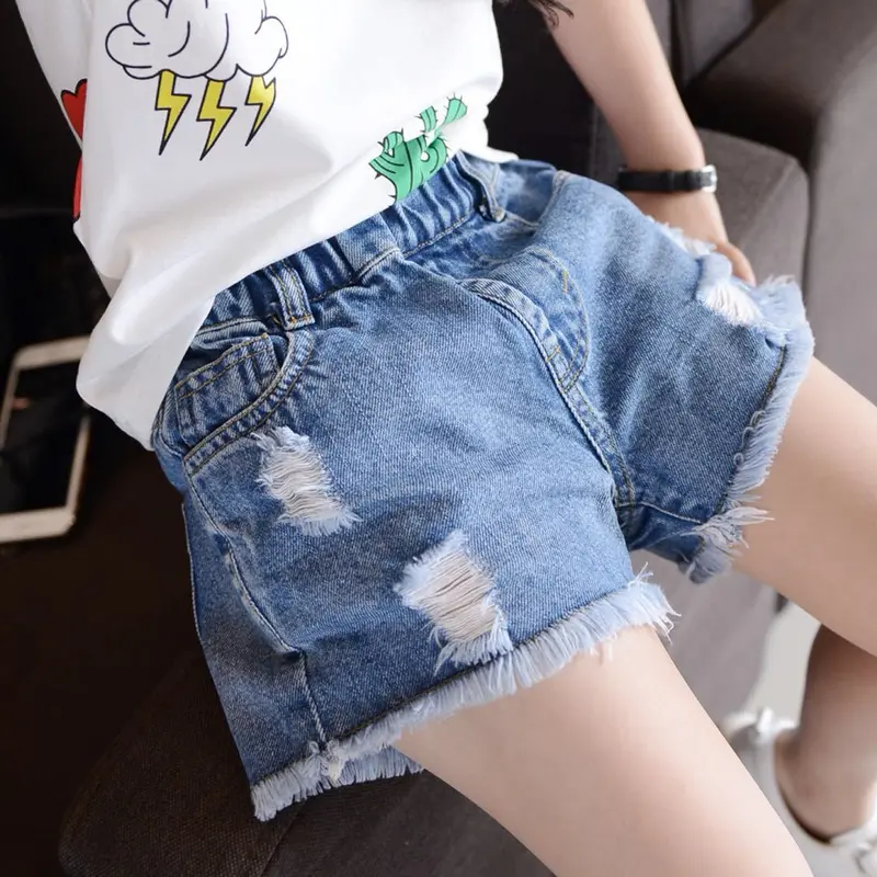 Quần Short Denim Mùa Hè, Phong Cách Hàn Quốc, Dành Cho Bé Gái, Thời Trang Mới, Có Thể Mặc Ngoài Trời, Quần Short Trẻ Em, Mỏng, Thích Hợp Cho Trẻ Em Trung Và Lớn, Quần Short Dễ Phối Đồ 4