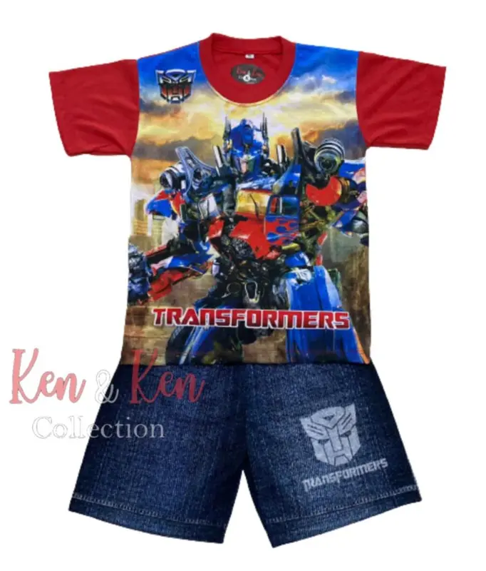 Setelan Anak Laki Laki  Robot Tranformer / Stelan Baju Anak Cowok  / Baju kaos Anak Optimus 1