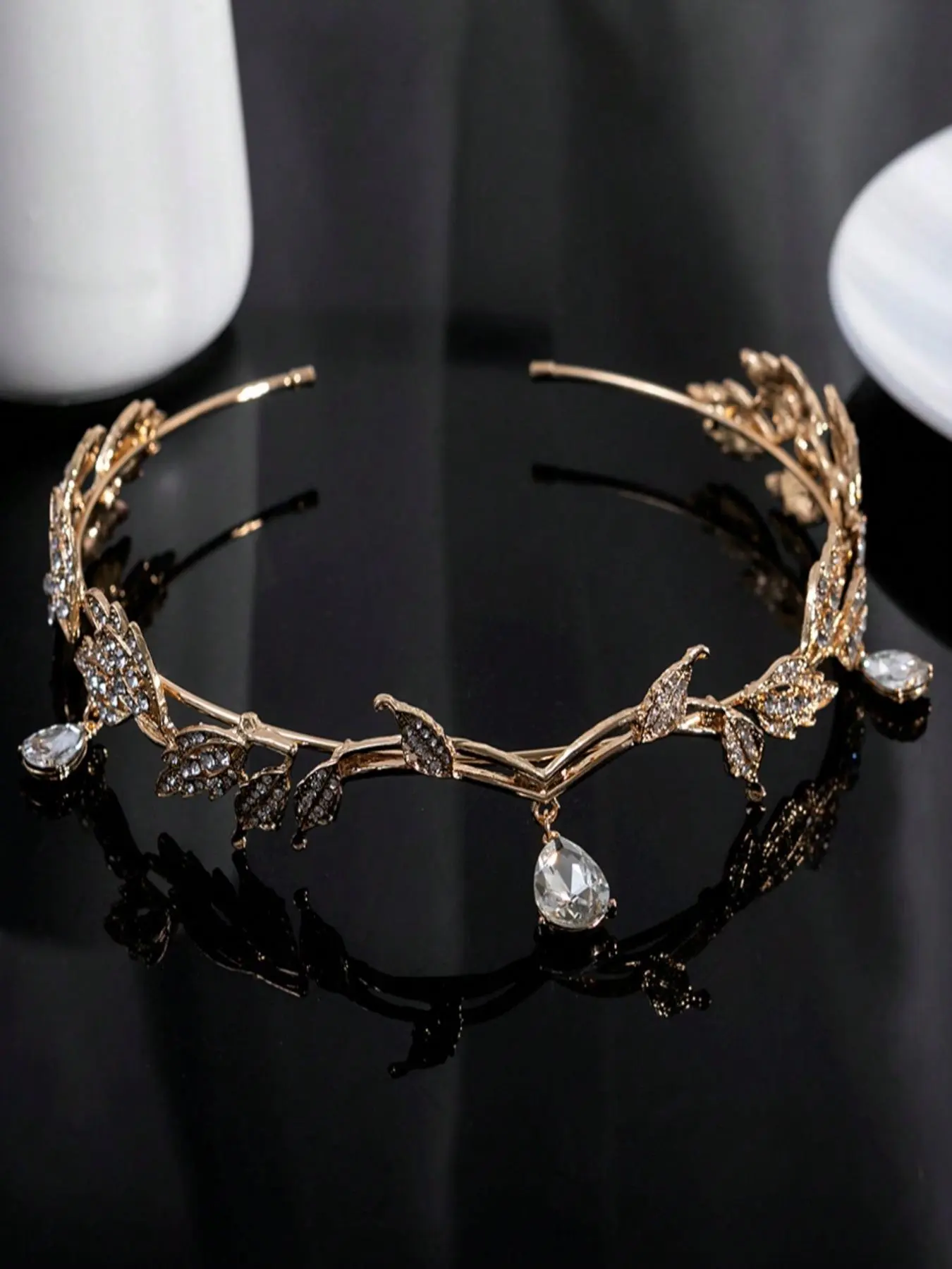 Elegant Rhinestone Decorated Leaf Design Bridal Head Hoop, Exquisite Retro Style Head Hoop for Women and Girls, Casual All-match Hair Accessories for Party, Daily Clothing Decoration