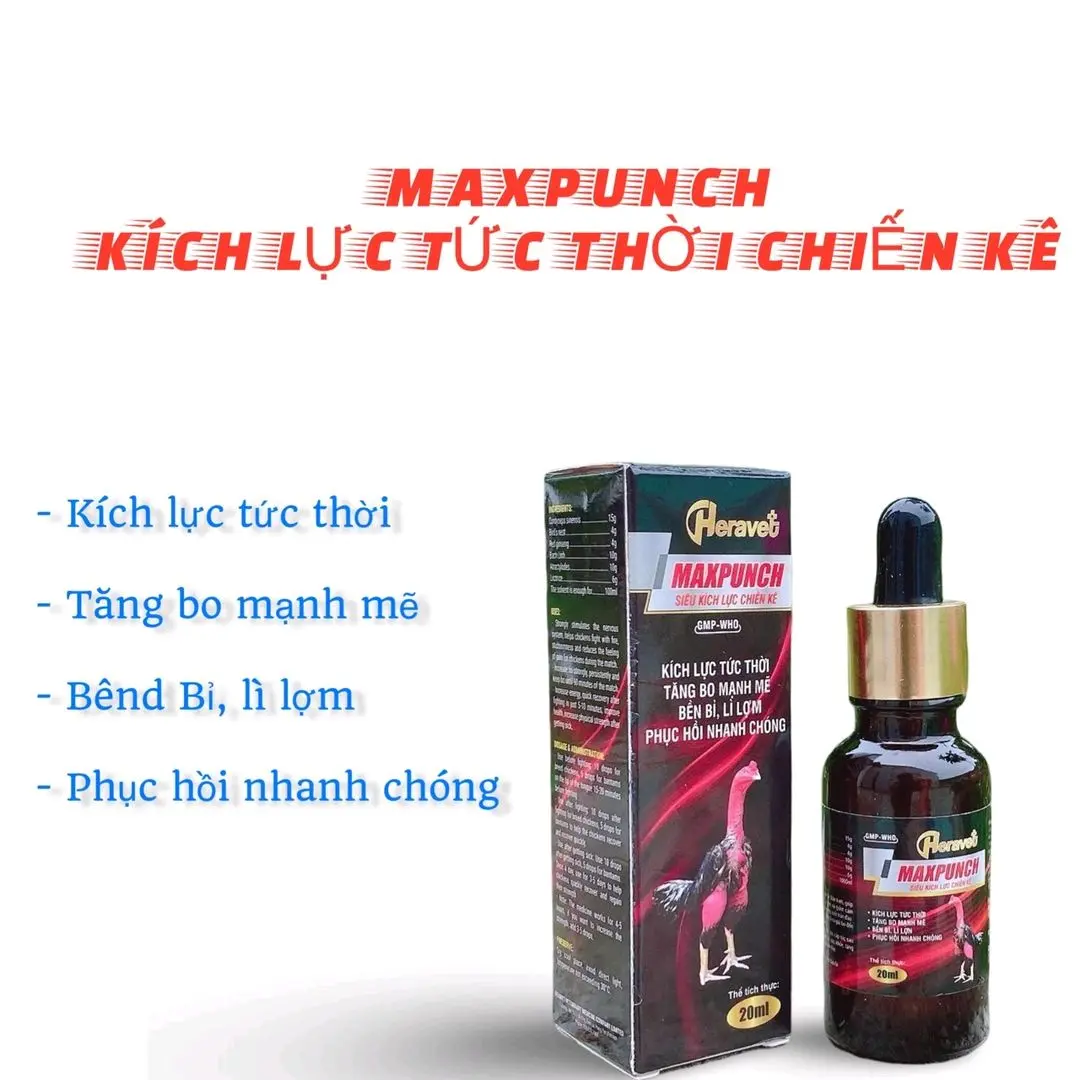 Maxpunch - Tăng Lực Tức Thời Gà Chiến Trước Trận Đấu 15-20 Phút, Chai 20ml