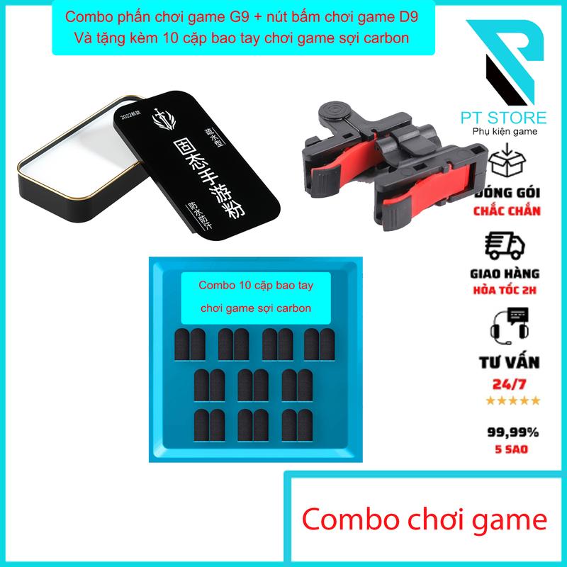 Combo phấn chơi game G9 + Nút bấm chơi game D9 + 10 cặp bao tay sợi carbon