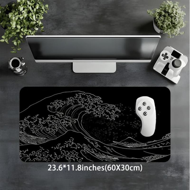 Product Introduction of Japanese Waves Sea Pattern Mouse Pad, Large Gaming Mouse Pad, Aesthetic Desktop Decoration Protective Pad, Multi-size Mousepad Suitable for Laptop, Desktop Computer Games 7