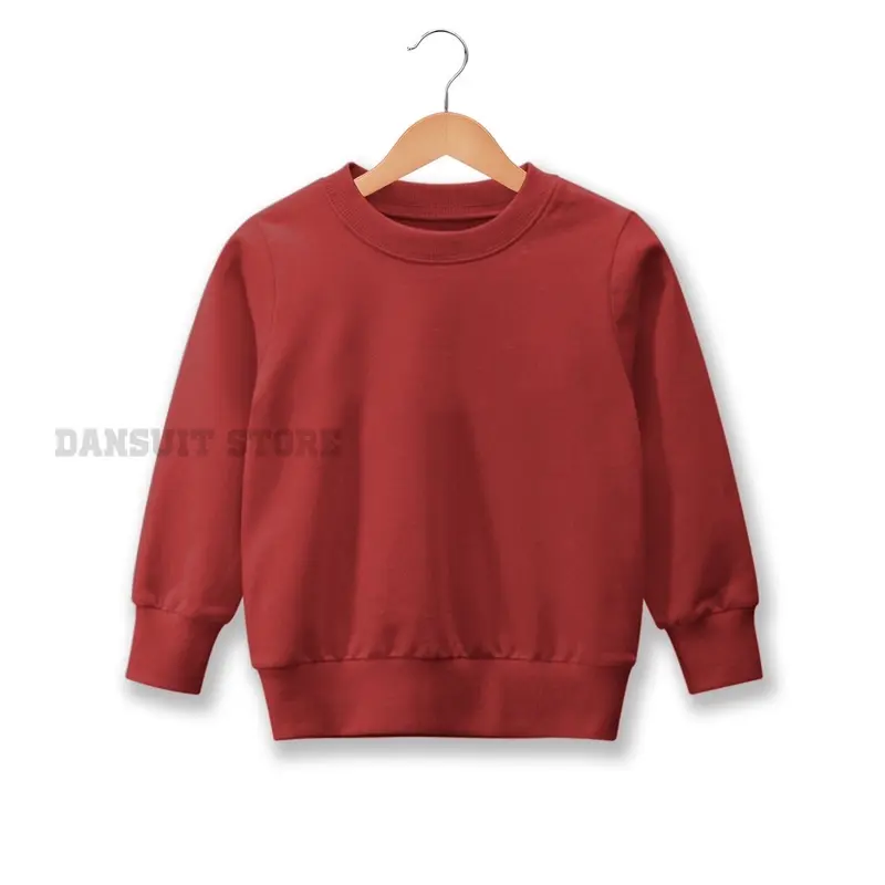 Sweater Polos Anak Laki-laki/Perempuan Usia 4 - 13 Tahun Sweater Crewneck Polos Anak Bahan Tebal Fashion 1