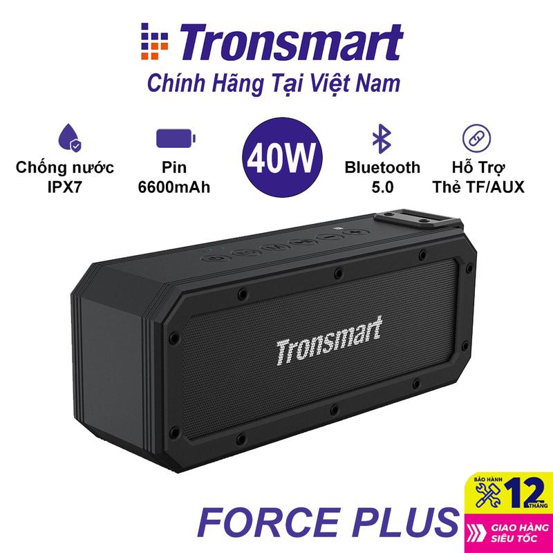 Loa Bluetooth 5.0 Tronsmart Element Force + Công suất 40W Loa di động chống nước IPX7, 2 Củ Loa Cho Âm Trầm Mạnh Mẽ, hỗ trợ TWS & NFC Thẻ TF, Thời gian Nghe Nhạc lên đến 15 giờ - Bảo hành chính hãng 12 tháng