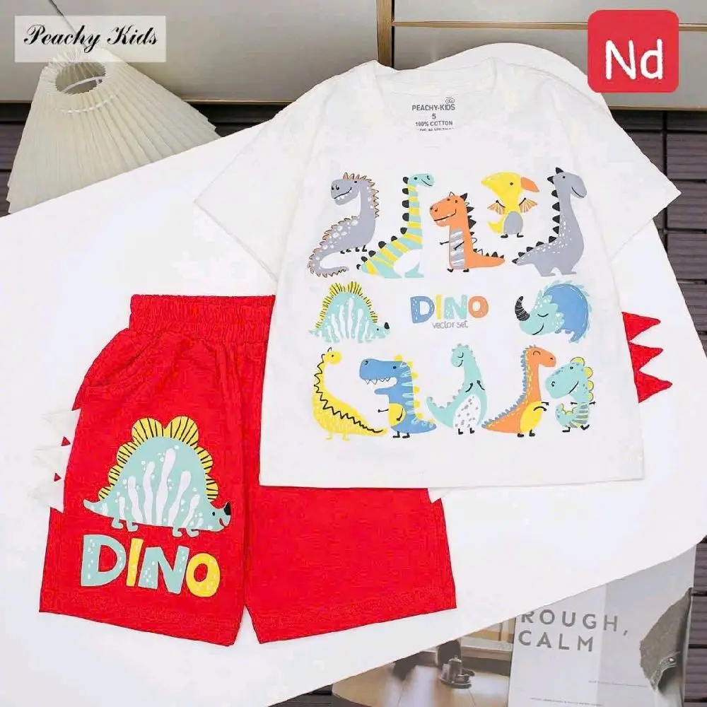 XẢ HÀNG LẺ SIZE đồ bộ cho bé trai khủng long từ 10-40kg Tay ngắn Cotton