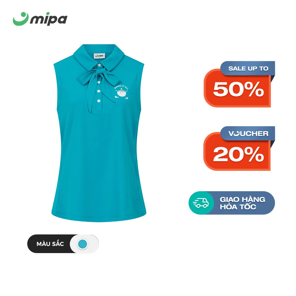Áo golf T-shirt nữ cổ đức không tay MIPA thiết kế đặc biệt chất liệu co dãn thoáng khí Donna Tank