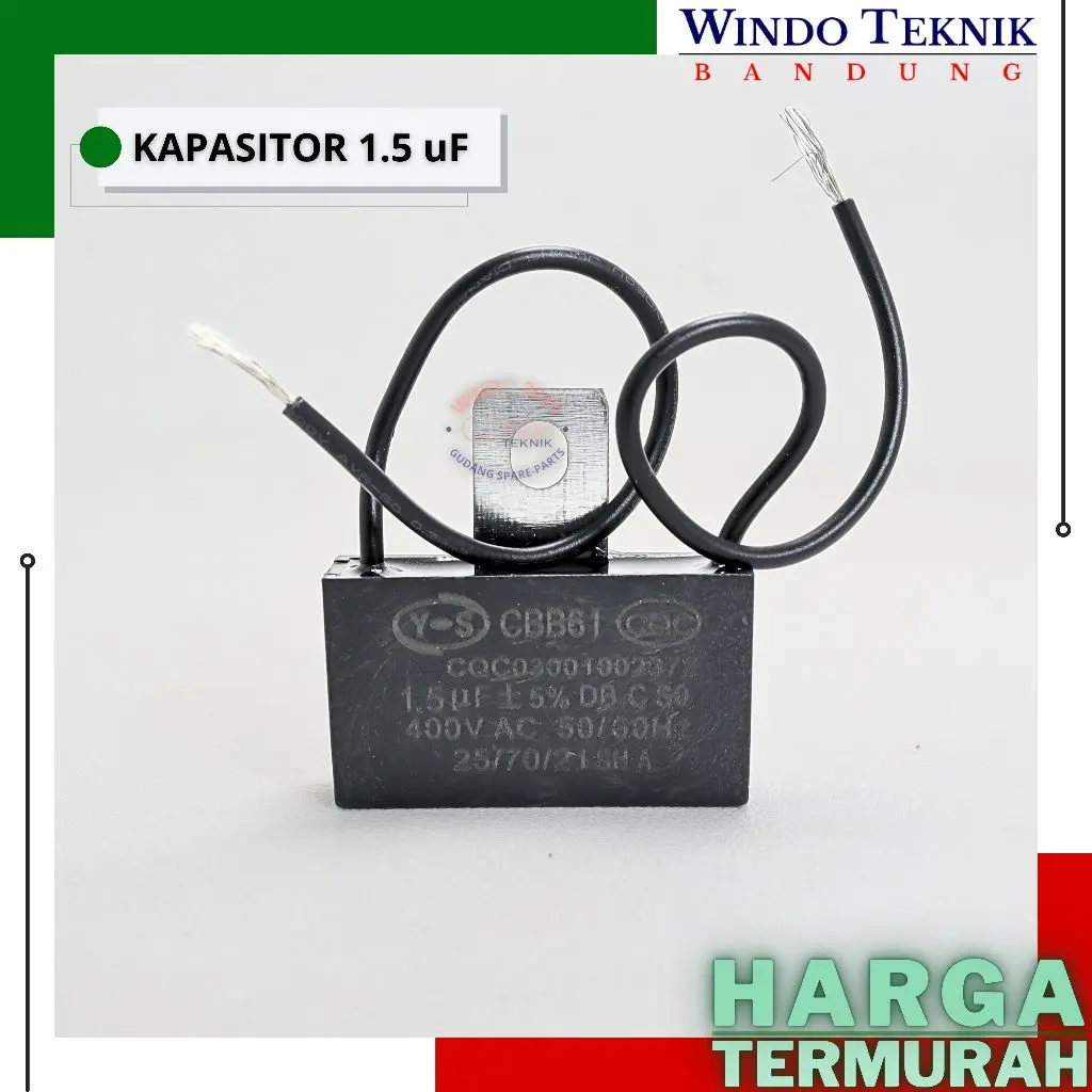 KAPASITOR KOTAK KABEL 1.5UF | CAPASITOR FAN ANGIN 1.5 MICRO | KAPASITOR KOTAK MOTOR KIPAS ANGIN