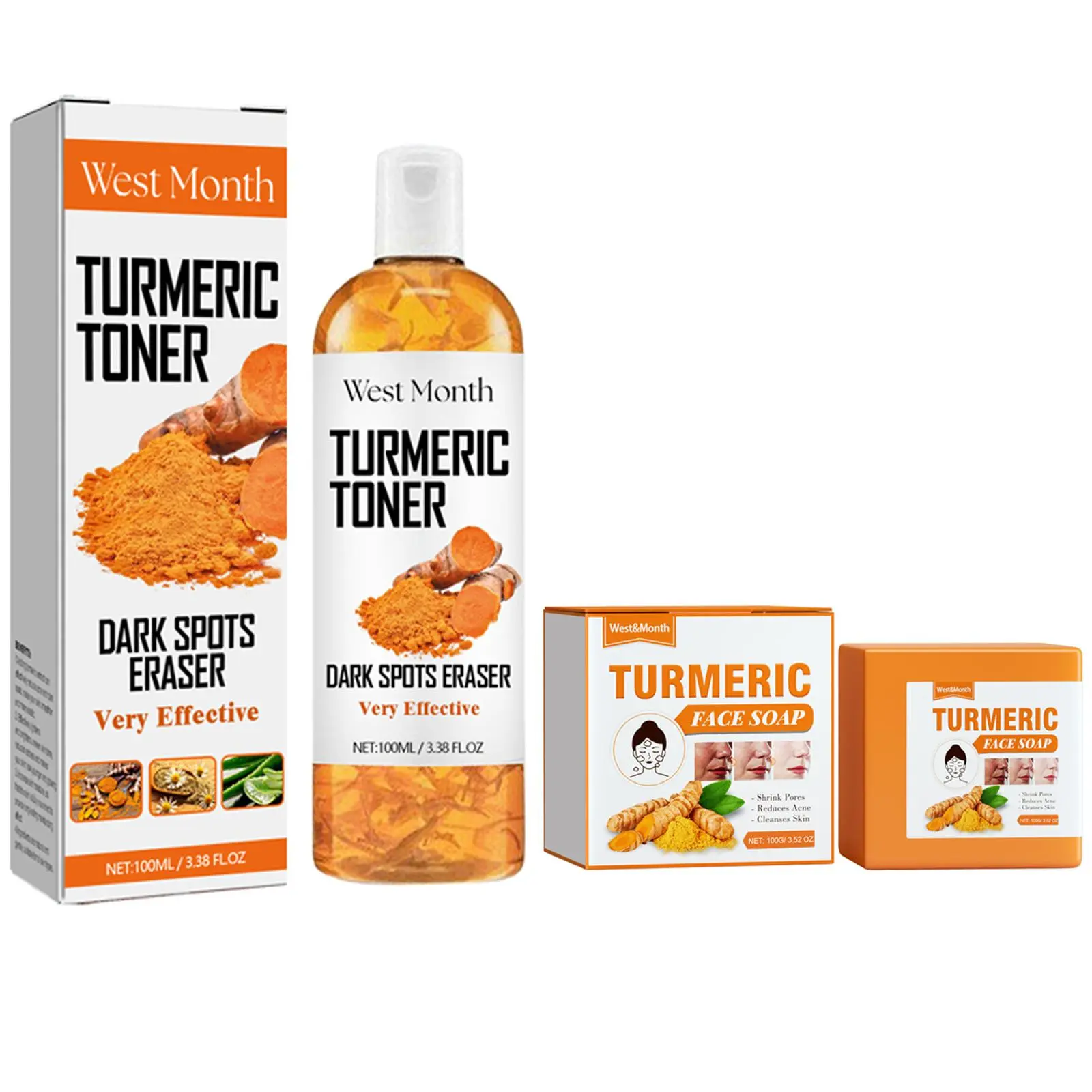 Turmeric Skin Care Kit, Facial Cleanser Soap & Toner, Gentle Deep Moisturizing Facial Skin Care Kit, Facial Skin Care Product for Women & Men