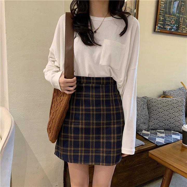 Product Introduction of Season Plaid Skirt Women's High Waist Trendy Women's Students' Skirt Package Hip Skirt 14