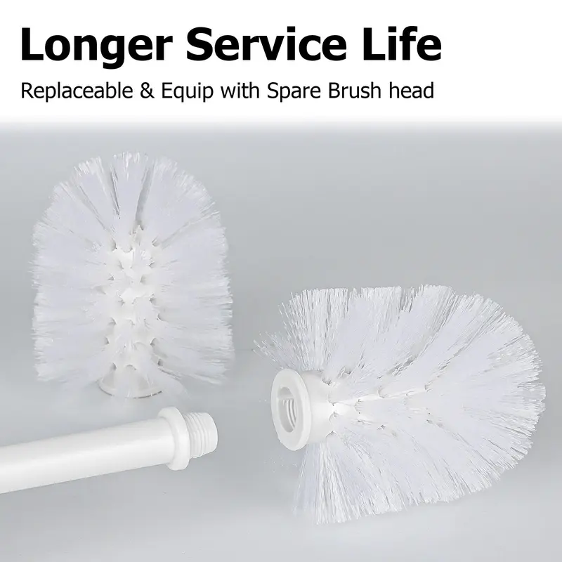 2PCS Toilet Brush with Holder - Free Standing Toilet Scrubber for Bathroom Cleaning (White) 8